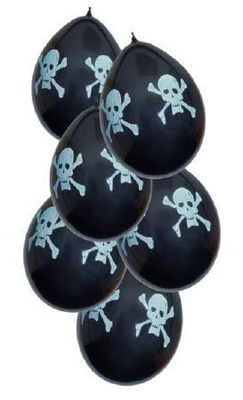 Bolsa 6 globos pirata 25CM negro