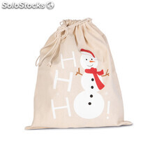 Bolsa algodón cierre cordón, diseño muñeco de nieve