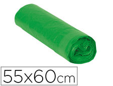 Bolsa basura domestica verde con autocierre 55 x 60 cm rollo de 15 unidades