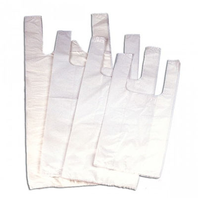 Bolsa camiseta oxo-biodegradable 40/27x50 cm blanco pehd