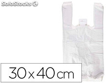 Bolsa camiseta reciclada 70% blanca 50 mc 30X40 cm apta legislacion de bolsas