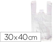 Bolsa camiseta reciclada 70% blanca 50 mc 30x40 cm apta legislacion de bolsas
