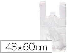 Bolsa camiseta reciclada 70% blanca 50 mc 48X60 cm apta legislacion de bolsas