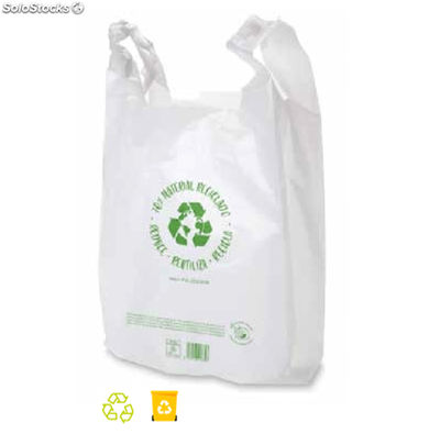 Bolsa de plástico 70% reciclado asa camiseta 50x60 (80 Uni) - Foto 2