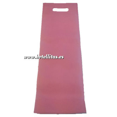 Bolsa de textil (non woven) rosa claro para vino (medidas 32 x 13 cm -)