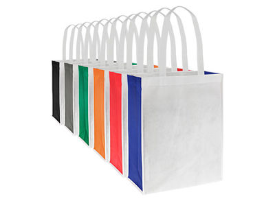 Bolsa ecologica blanca fuelle de color. 100% reciclable. 32x40x15 cms - Foto 2