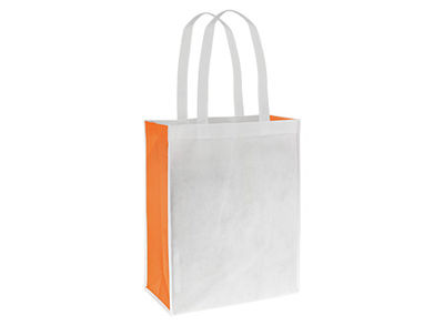 Bolsa ecologica blanca fuelle de color. 100% reciclable. 32x40x15 cms - Foto 3