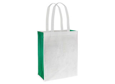 Bolsa ecologica blanca fuelle de color. 100% reciclable. 32x40x15 cms - Foto 4