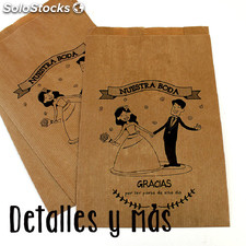 Bolsa Kraft &quot; Nuestra Boda&quot;. Pack 20 unidades. Bolsa originales para detalles.