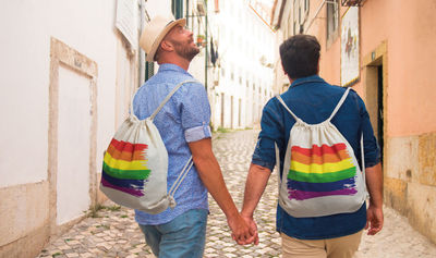 Bolsa mochila realizada en algodón con el arcoíris - Foto 3