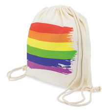 Bolsa mochila realizada en algodón con el arcoíris