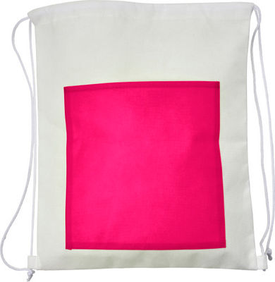 Bolsa mochila TNT en blanco con bolsillo en color - Foto 2