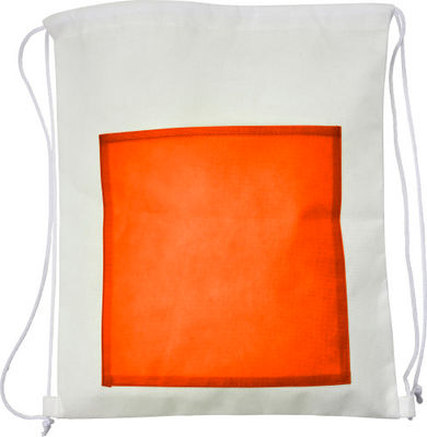 Bolsa mochila TNT en blanco con bolsillo en color - Foto 3