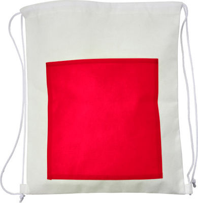 Bolsa mochila TNT en blanco con bolsillo en color - Foto 4