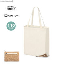 Bolsa plegable 100% algodón 110 g/m2 Corcho natural