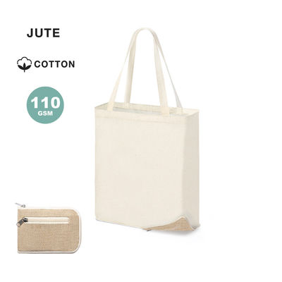 Bolsa plegable de algodón y yute - Foto 3