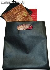 Bolsa tela (tela no tejida)asa troquelada 30x32 colores beis,azul marino, negro