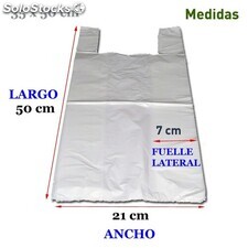Bolsas de plástico con asas (tipo camiseta) | 35 x 50 cm | blanco | 200 uds