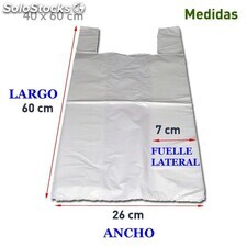 Bolsas de plástico con asas (tipo camiseta) | 40 x 60 cm | blanco | 200 uds