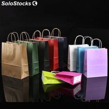 Bolsas de regalo de colores con asas bolsa papel de envasado bolsas de la compra
