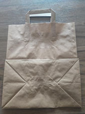 bolsas papel kraft SOS con asa 28+17x32, 400 bolsas/caja 4800 bolsas/pallet