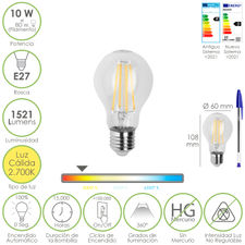 Bombilla Led Filamento Standar Rosca E27. 10 Watt. Equivale A 80 Watt. 1521