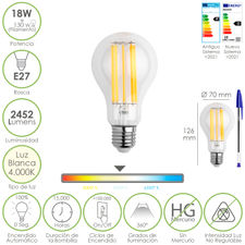 Bombilla Led Filamento Standar Rosca E27. 18 Watt. Equivale A 130 Watt. 2462