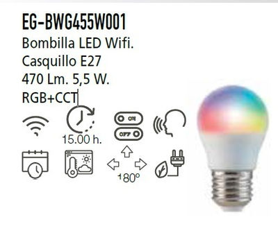 Bombilla wifi G45 5W 470LM rgb+cct energeeks eg-BWG455W001 - Foto 2