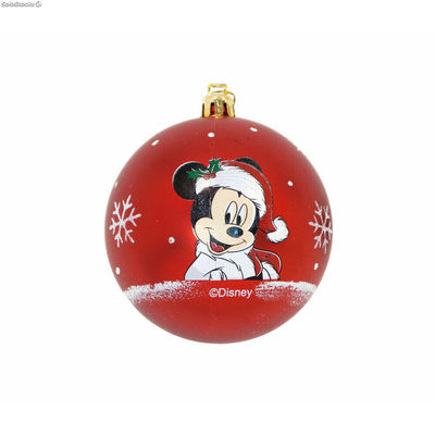 Bombka świąteczna Mickey Mouse Happy smiles 6 Sztuk Czerwony Plastikowy ( 8 cm)