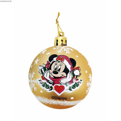 Bombka świąteczna Minnie Mouse Lucky Złoty 10 Sztuk Plastikowy ( 6 cm)