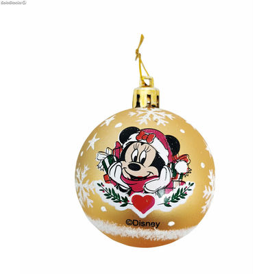 Bombka świąteczna Minnie Mouse Lucky Złoty 6 Sztuk Plastikowy ( 8 cm)