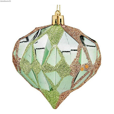 Bombki świąteczne Diament 8 cm 6 Sztuk Kolor Zielony Plastikowy