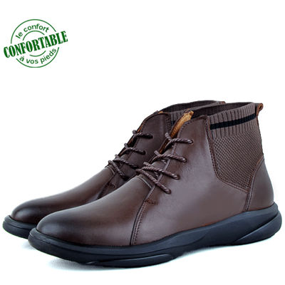 Boots confortables pour homme 100% cuir marron