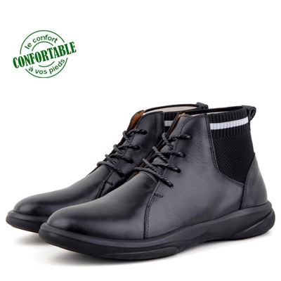 Boots confortables pour homme 100% cuir noir