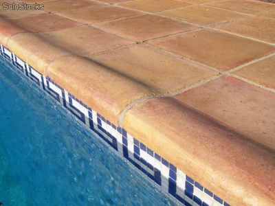 Borde de piscina de terracota manual ( baldosas , tovas , barro cocido )