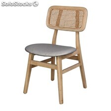 BORIS GRIS Cadeira de madeira com assento estofado