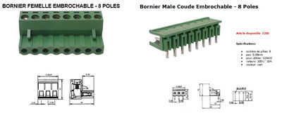 Bornier Male Coude Embrochable - 8 Poles
