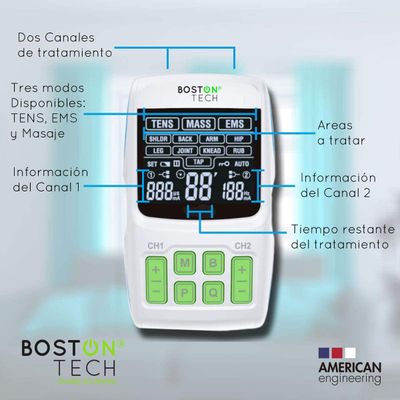 Boston Tech TENS/EMS/Massaggi, schermo LCD con unità di elettroterapia - Foto 4
