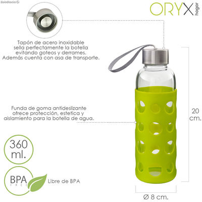 Botella de Agua Cristal 1 Litro Reutilizable con Funda Neopreno y Tapa de  Bambú sin Bpa (Verde) : : Deportes y aire libre