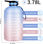 Botella de agua 128 oz 1 galón con pajita y marcador de tiempo BPA a prueba de f - 1