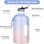 Botella de agua 128 oz 1 galón con pajita y marcador de tiempo BPA a prueba de f - Foto 2