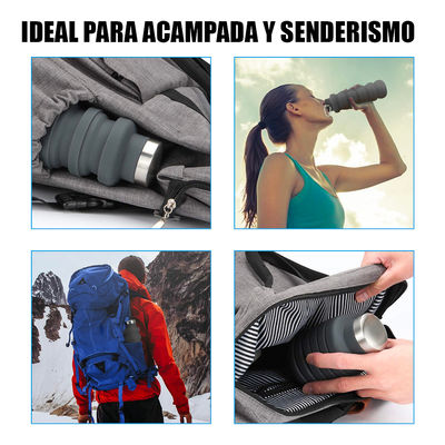 Botella de agua plegable de silicona; de 500ml ideal para senderismo y deporte - Foto 4