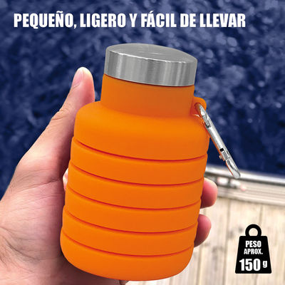 Botella de agua plegable de silicona; de 500ml ideal para senderismo y deporte - Foto 5
