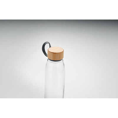 Botella de cristal con agarre y tapa de bambú - Foto 3