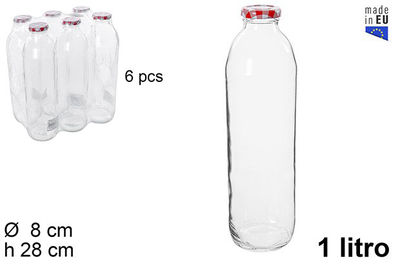 Botella de cristal tapadera vichy 1 litro