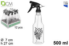 Botella de plastico con pulverizador negro peluquero barber shop 500 ml