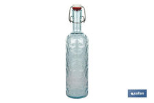 Botella de vidrio azul transparente con cierre de estribo | Capacidad de 1 litro