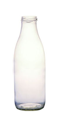 Botella de vidrio para zumos y lácteos.