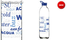 Botella de vidrio water 1 litro con tapa flexible