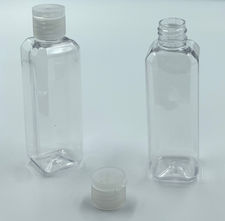 Botella PET de 100ml CUADRADA con tapón flip top cap